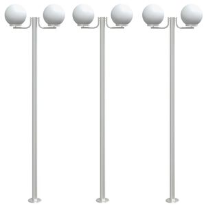 vidaXL Utend&oslash;rs gulvlamper 3 stk s&oslash;lv 215 cm rustfritt st&aring;l