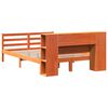 vidaXL Seng med bokhylle uten madrass voksbrun 135x190 cm heltre furu