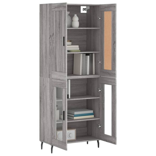 vidaXL Highboard gr&aring; sonoma 69,5x34x180 cm konstruert tre