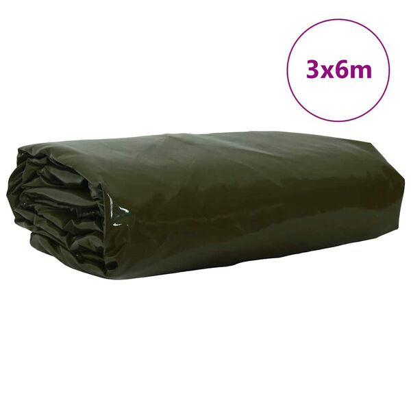 vidaXL Presenning 650g / m² Olivengrønn 3 x 6 m Lerret med PVC-belegg
