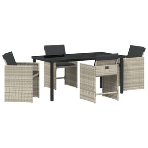 vidaXL Hage Spisegruppe 5 pcs Lysegr&aring; polyrotting