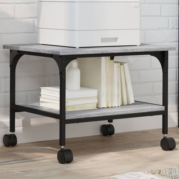 vidaXL Skriverbord 2 hyller gr&aring; sonoma 50x40x38 cm konstruert tre