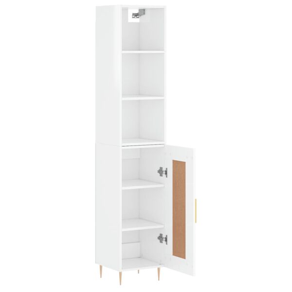 vidaXL Highboard h&oslash;yglans hvit 34,5x34x180 cm konstruert tre