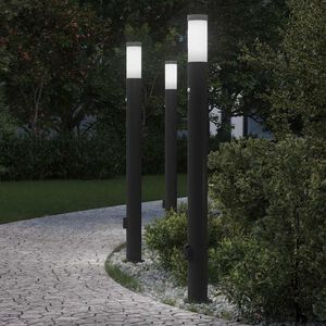 vidaXL Pullertlamper med sensor og stikkontakt 3 stk 110 cm rustfritt st&aring;l IP44
