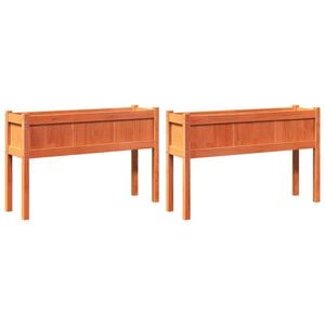 vidaXL Plantekasser med ben 2 stk voksbrun heltre furu