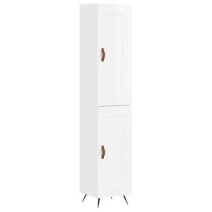 vidaXL Highboard h&oslash;yglans hvit 34,5x34x180 cm konstruert tre