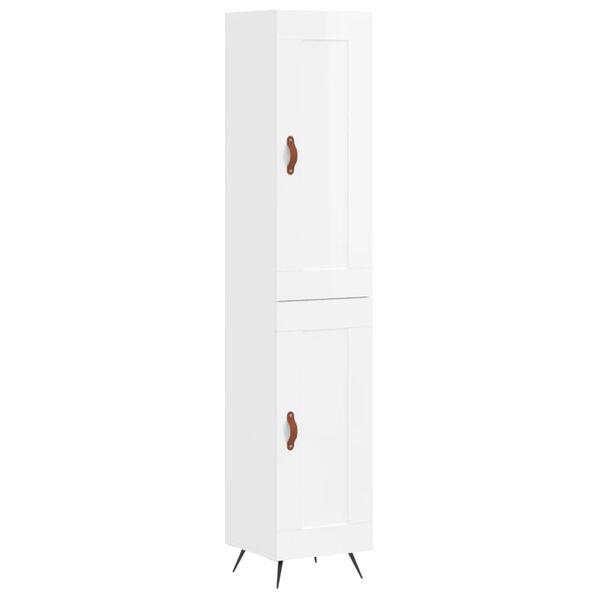 vidaXL Highboard h&oslash;yglans hvit 34,5x34x180 cm konstruert tre