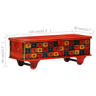 vidaXL Oppbevaringsboks 110x40x40 cm heltre akasie rød