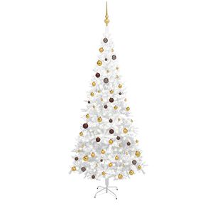 vidaXL Forh&aring;ndsbelyst kunstig juletre med kulesett L 240 cm hvit