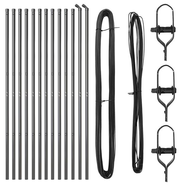 vidaXL Gjerdepunkter 13 pcs Grå Ø32mm 170 cm Galvanisert stål