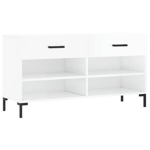 vidaXL Skobenk h&oslash;yglans hvit 102x35x55 cm konstruert tre