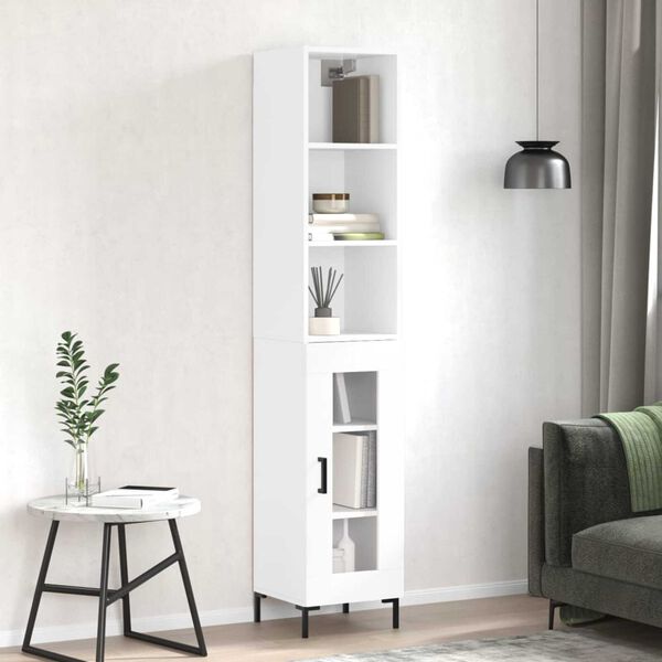 vidaXL Highboard h&oslash;yglans hvit 34,5x34x180 cm konstruert tre