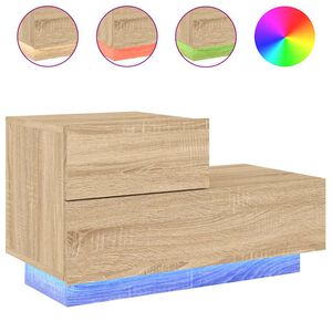 vidaXL Nattbord med LED sonoma eik 70x36x40,5 cm