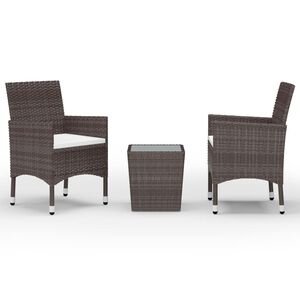 vidaXL Hagebistrosett 3 deler polyrotting og herdet glass brun