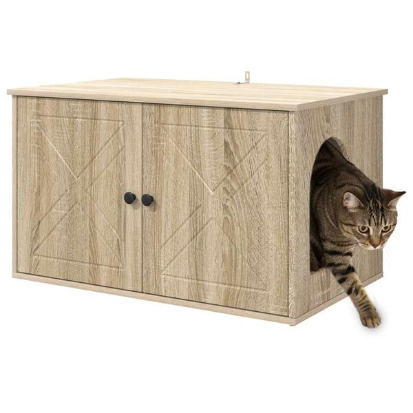 vidaXL Katt Hus Sonoma 85 x 55 x 50,5 cm Konstruert tre