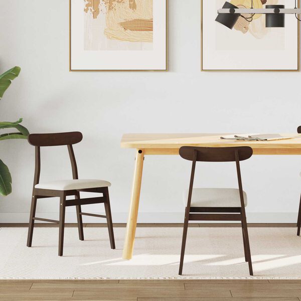 vidaXL Spisestuestol 2 pcs M&oslash;rk brun, Lys Solid Gummitre