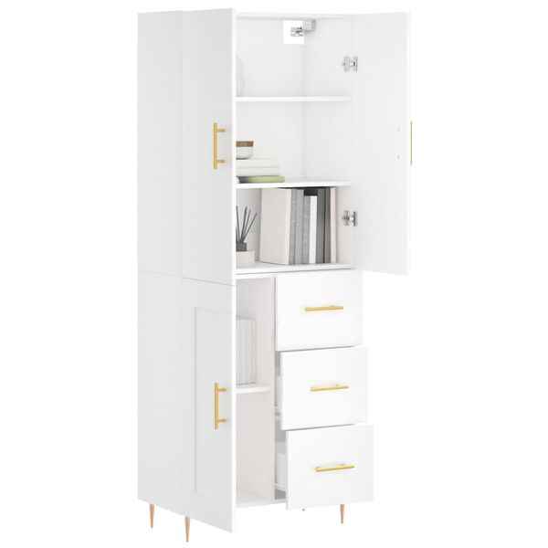 vidaXL Highboard hvit 69,5x34x180 cm konstruert tre