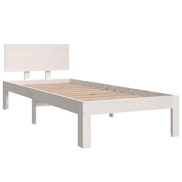 vidaXL Sengeramme hvit heltre 75x190 cm Small Single