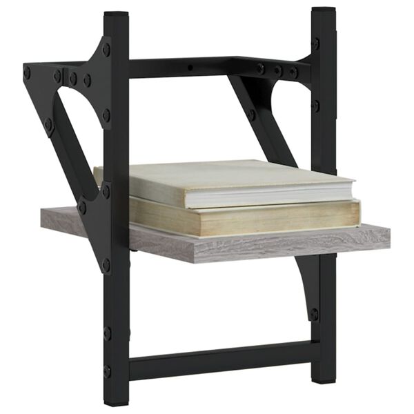 vidaXL Vegghyller med stenger 2 stk gr&aring; sonoma 20x25x30 cm