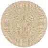 vidaXL H&aring;ndlaget juteteppe med spiral-design hvit 120 cm