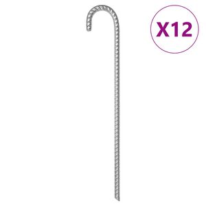 vidaXL Teltplugger 12 stk 41,5 cm &Oslash;12 mm galvanisert st&aring;l