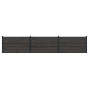vidaXL Gjerdeplate 3 pcs WPC og Aluminium Svart
