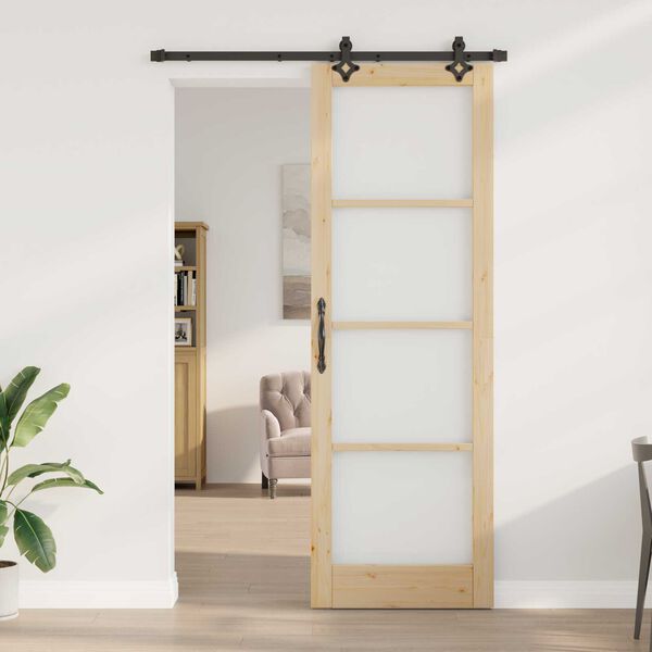 vidaXL Skyved&oslash;r Naturlig 78 x 232 cm Massivt furutre og glass