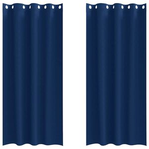 vidaXL M&oslash;rkleggende Gardiner med Ringer 2 stk. M&oslash;rkebl&aring; 245 x 140 cm