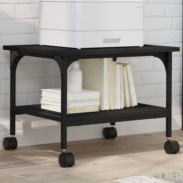 vidaXL Skriverstativ 2 hyller svart 50x40x38 cm konstruert tre