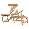 vidaXL Fluktstol med fotst&oslash;tte og bord heltre teak
