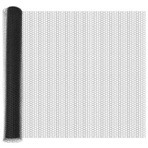 vidaXL Sekskantet gjerde med post 25 x 1,4 m PVC-belagt st&aring;l Gr&aring; Mesh