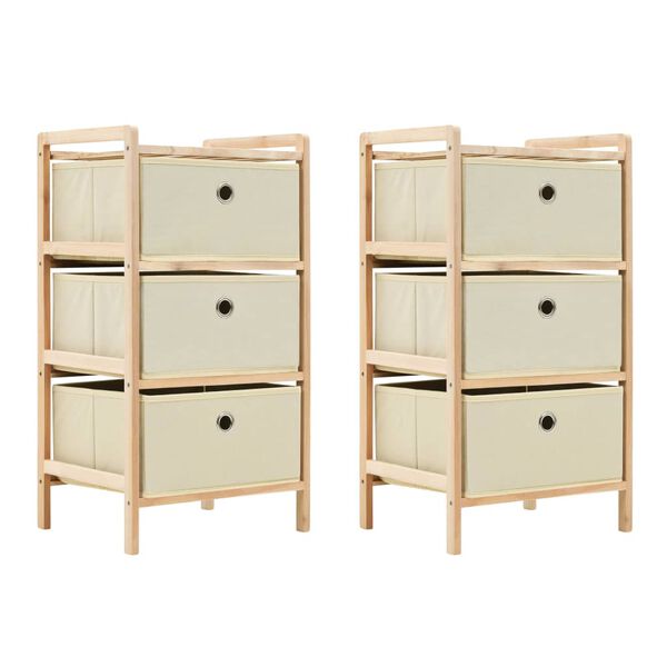 vidaXL Oppbevaringshyller 2 stk med 3 stoffkurver beige sedertre