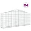 vidaXL Gabionkurver buede 4 stk 200x30x80/100 cm galvanisert jern