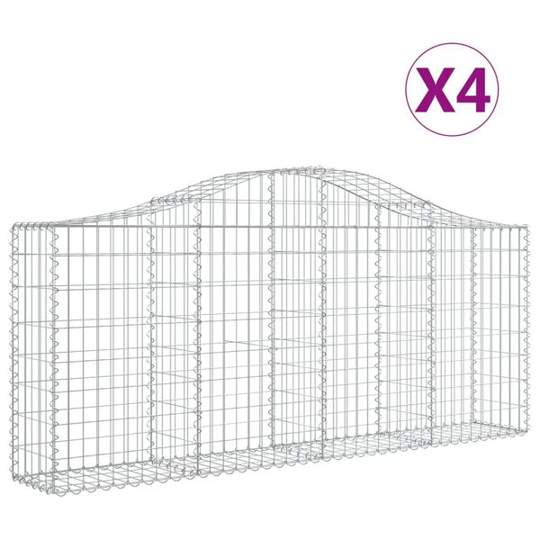 vidaXL Gabionkurver buede 4 stk 200x30x80/100 cm galvanisert jern