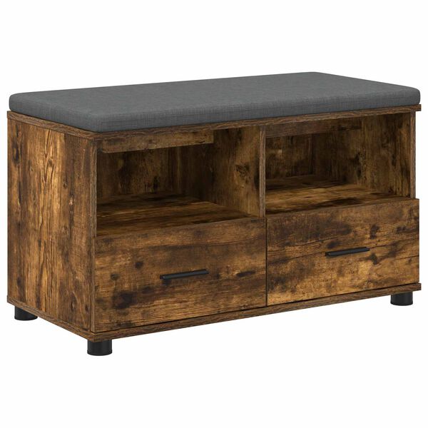 vidaXL Gangbenk R&oslash;kt eik 80 x 38 x 46 cm Sponplate og Polstret Stoff