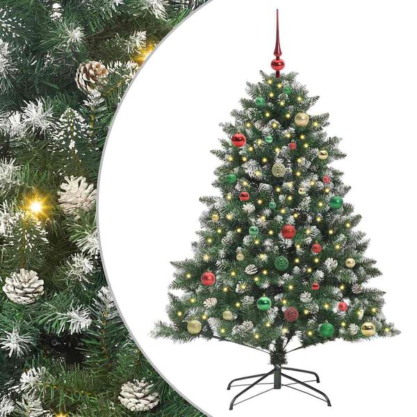 vidaXL Kunstig juletre med 150 LED gr&oslash;nn 150 cm PVC og plast og st&aring;l