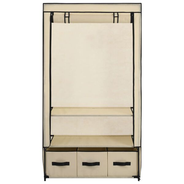 vidaXL Garderobe kremhvit 87x49x159 cm stoff