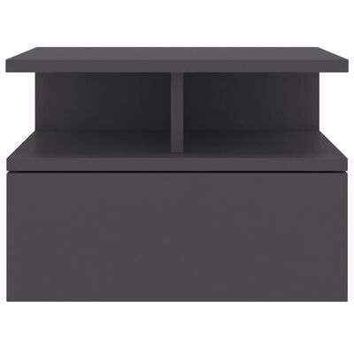vidaXL Flytende nattbord 2 stk grå 40x31x27 cm sponplate