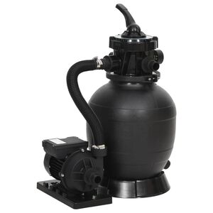 vidaXL Sandfilter for basseng med 6-veis ventil svart