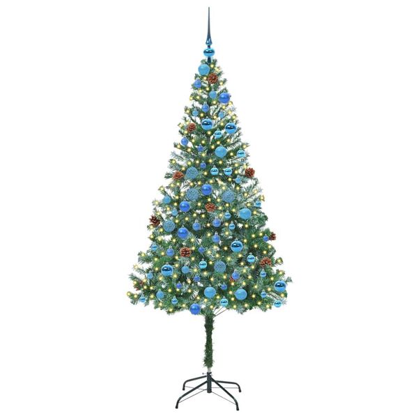 vidaXL Kunstig juletre med 300 LED med stativ gr&oslash;nn 180 cm PVC og st&aring;l