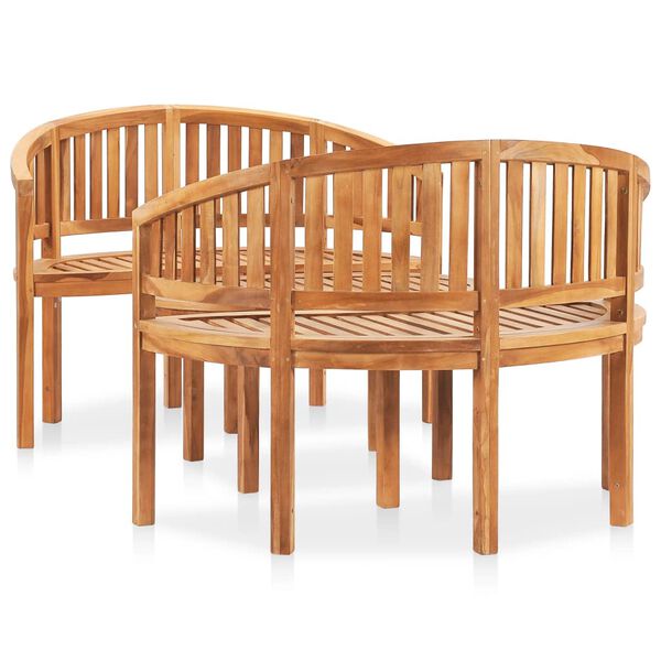 vidaXL Bananformet hagesofagruppe 3 deler heltre teak