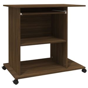 vidaXL Databord brun eik 80x50x75 cm konstruert tre