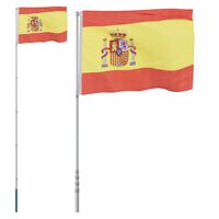 vidaXL Spansk flagg og stang 5,55 m aluminium