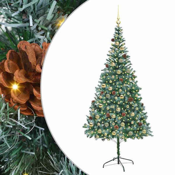 vidaXL Kunstig juletre med 300 LED med stativ grønn 210 cm PVC og stål
