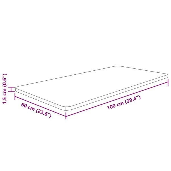 vidaXL Benkeplate til bad 100x60x1,5 cm ubehandlet heltre