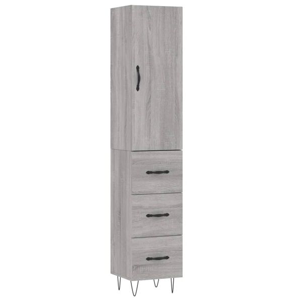 vidaXL Highboard gr&aring; sonoma 34,5x34x180 cm konstruert tre