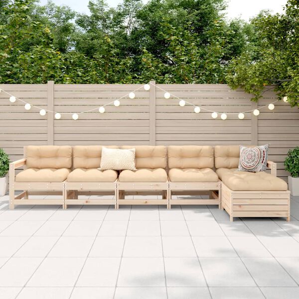 vidaXL Hagesofasett 6 deler heltre furu