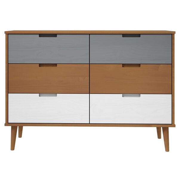 vidaXL Kommode MOLDE brun 113x40x80 cm heltre furu