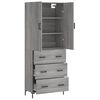 vidaXL Highboard gr&aring; sonoma 69,5x34x180 cm konstruert tre