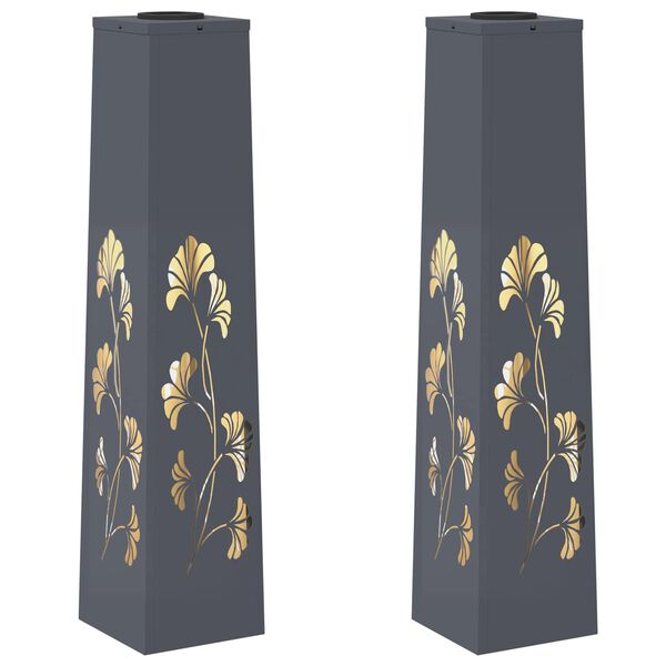 vidaXL Solenergi LED stibelys 2 pcs Antrasitt Kaldvalset st&aring;l